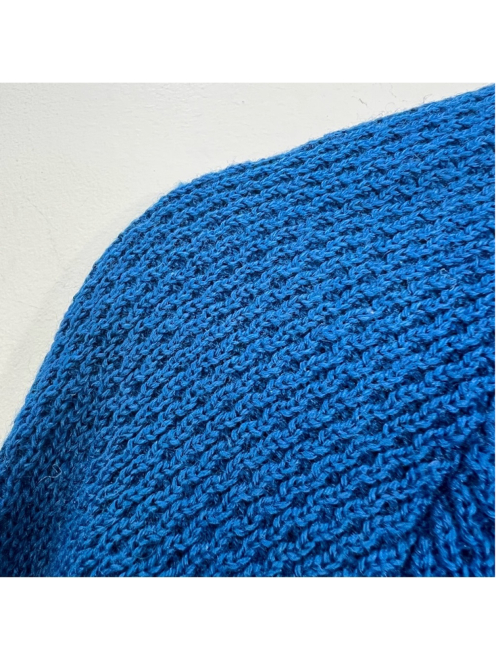 Vintage 50s 60s pure wool cobalt blue cable knit grandpa cardigan sweater L - Picture 7 of 13